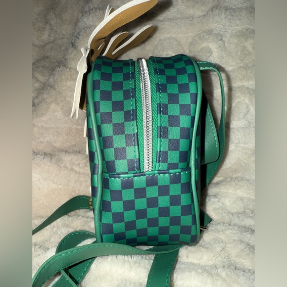 Bath & Body Works Mini Checker Backpack Makeup Bag Reindeer Dog w Bells Like New - Picture 5 of 8